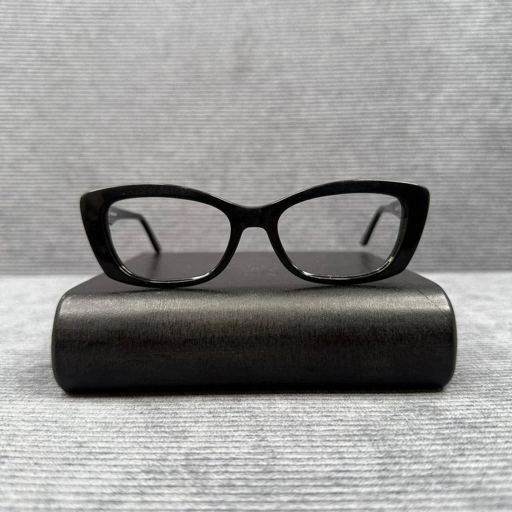 SEE Eyewear 1771 Black Eyeglasses Frames Made in France 50-17-135 Cat Eye Y2k